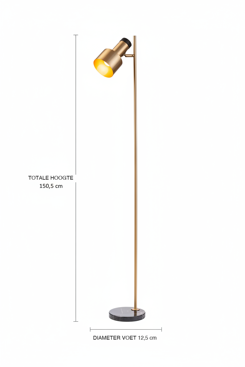 Maatafbeelding DIVINA staande lamp totale hoogte 150,5cm diameter voet 12,5cm