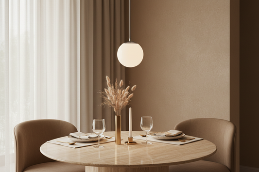 LUNA 20 hanglamp boven eettafel met botanisch accent