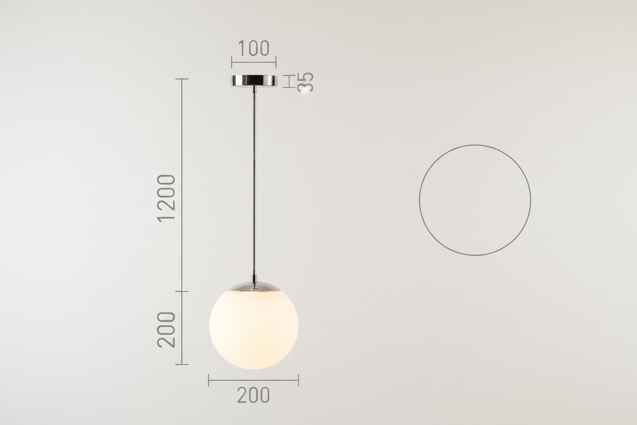 LUNA 20 hanglamp maatafbeelding 200mm diameter