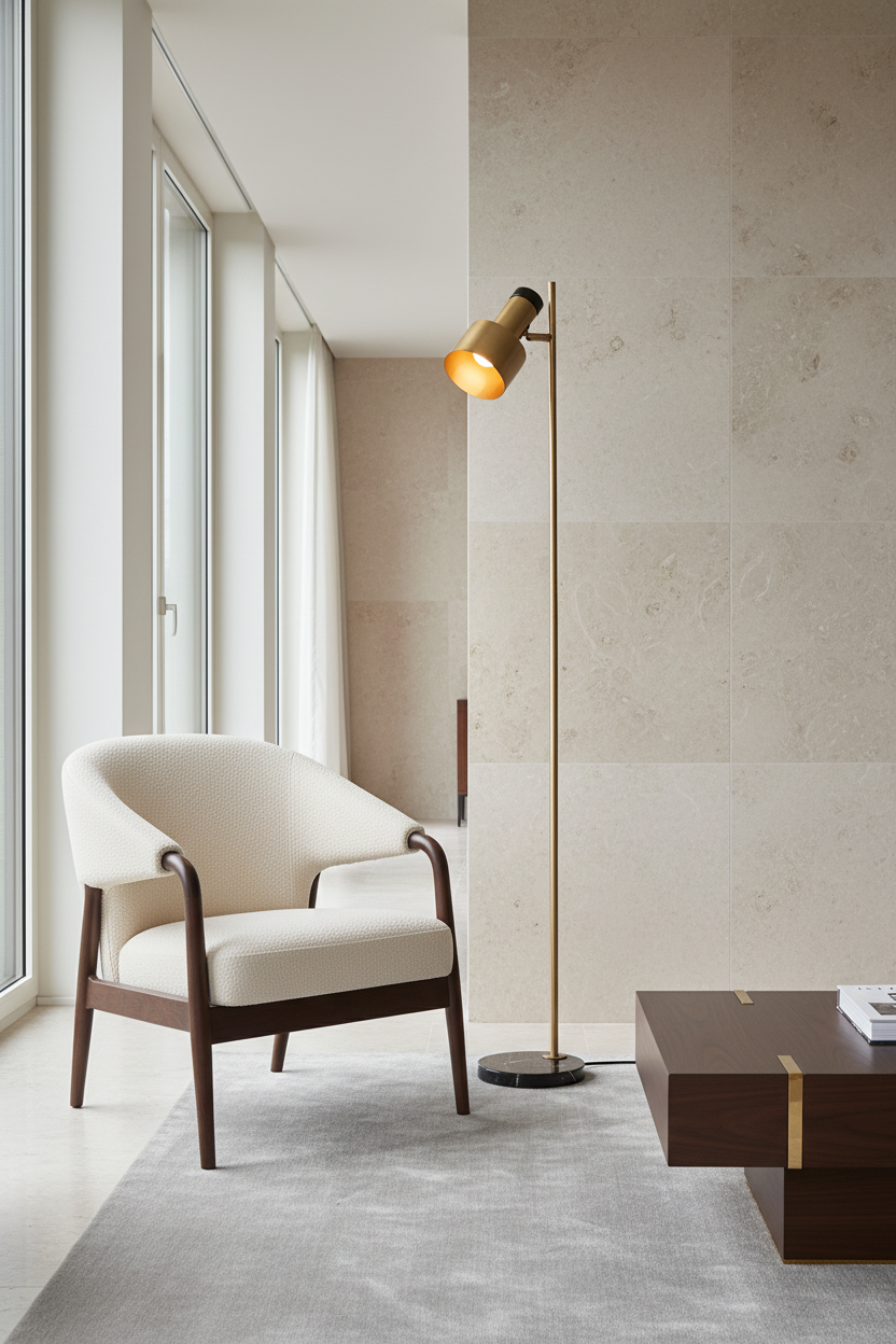 DIVINA staande lamp in moderne luxe woonkamer overdag