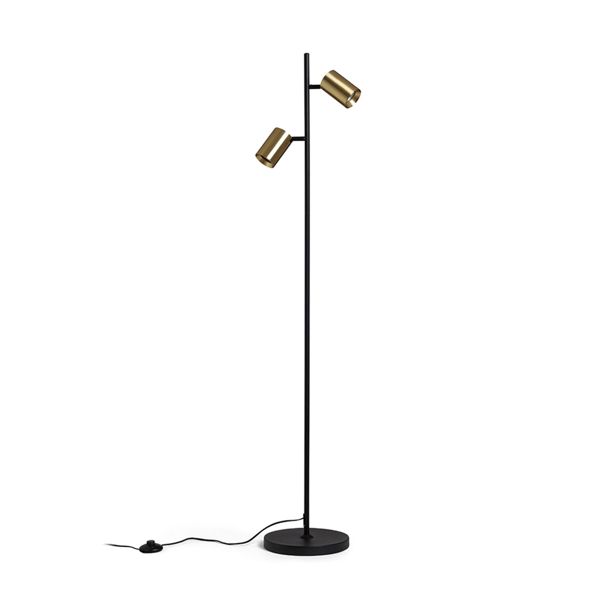FLYNN II vloerlamp zwart geborsteld messing - hoofdfoto