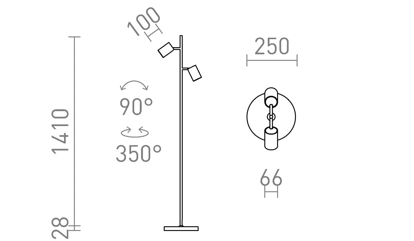 FLYNN II vloerlamp maatafbeelding