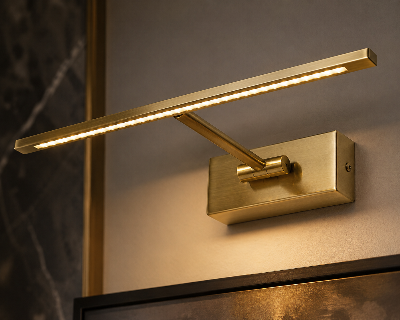 FRESCO 34 wandlamp in oude messing met verstelbare LED-lichtbalk