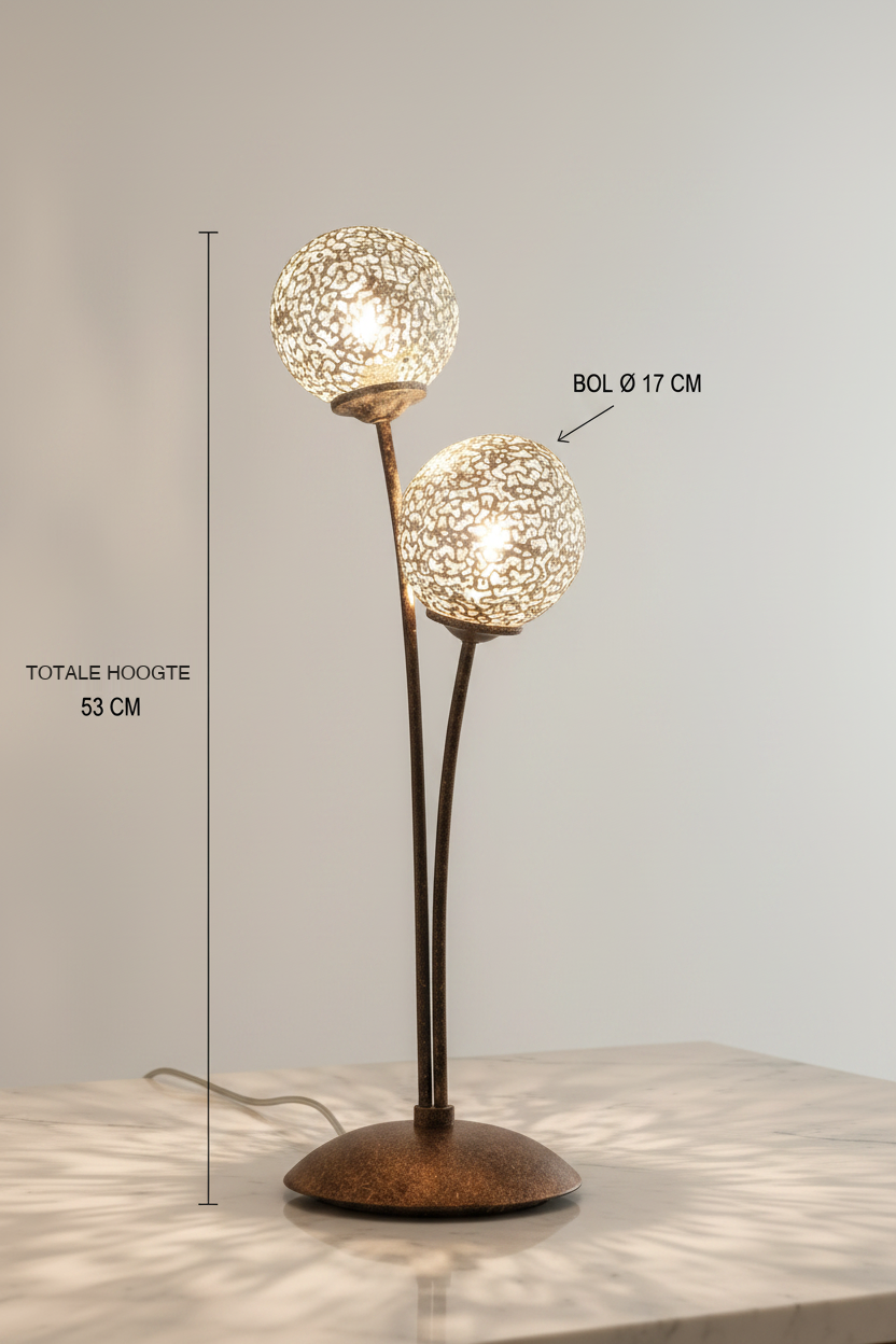 Maatafbeelding Greta tafellamp totale hoogte 53cm bol 17cm