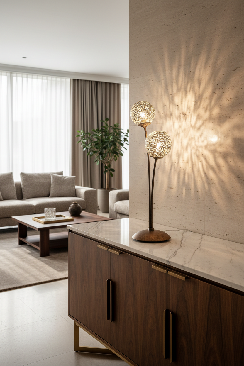 Greta tafellamp in moderne luxe woonkamer overdag