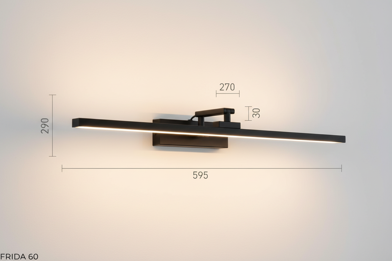 FRIDA 60 wandlamp maatschets 595mm x 290mm