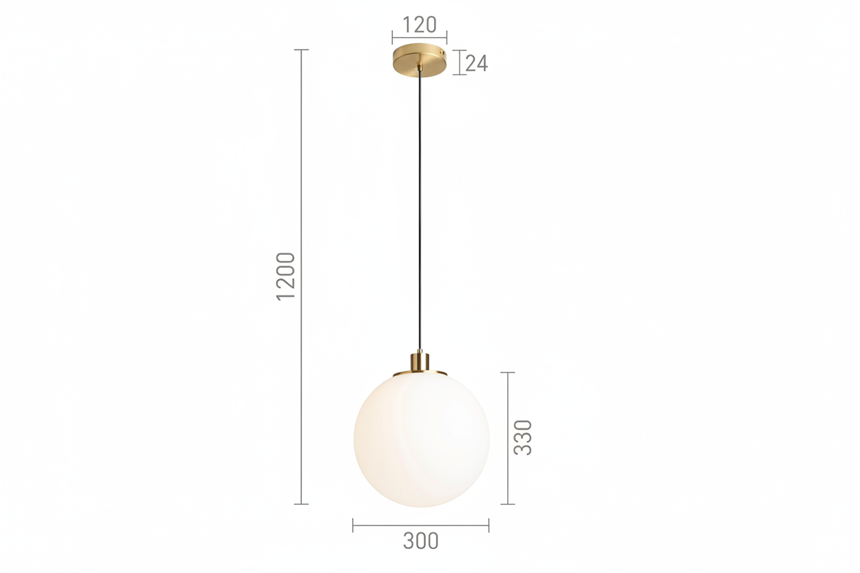 BOULDER 30 hanglamp maatafbeelding 300mm diameter 1200mm hoog