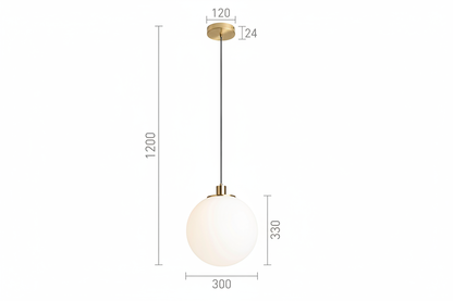BOULDER 30 hanglamp maatafbeelding 300mm diameter 1200mm hoog