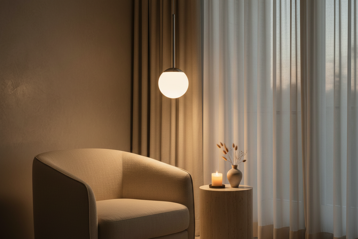 LUNA 20 hanglamp avondsfeer boutique hotel leeshoek